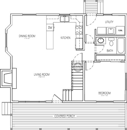 This model is an expanded version of our popular Vonda's Chalet.  A large master bedroom and loft that can be used for an office upstairs, as well as a second bedroom and utility room downstairs make the Deluxe Vonda's Chalet a nice residence for a small family in which one of the partners works from home.