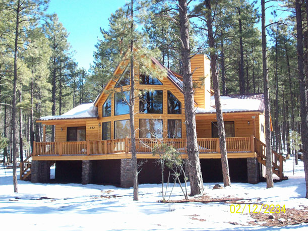 Mountain Pine custom home, extended porches, garage, floor plan, dimensions